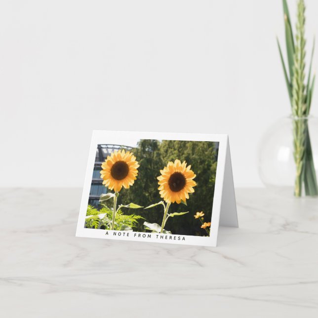 Gult Solblommor Personlig Note Card Anteckningskort (Framsida)