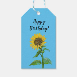 Gult solblommor presentetikett