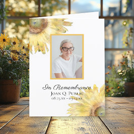 Gult Solblommor Vattenfärgning Funeral Sympathy Tack Kort