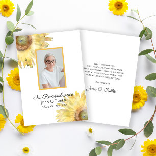 Gult Solblommor Vattenfärgning Funeral Sympathy Tack Kort