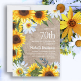 Gult Solblommor vita Daisy 70:e födelsedagen Inbjudningar