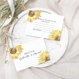 Gult Solblommor Watercolor Bröllop Advice-kort Bordsnummer