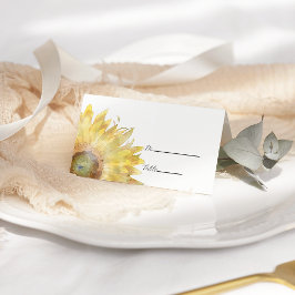 Gult Solblommor Watercolor Bröllop Place Card Placeringskort