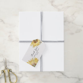 Gult Solblommor Watercolor Bröllop Tack Presentetikett