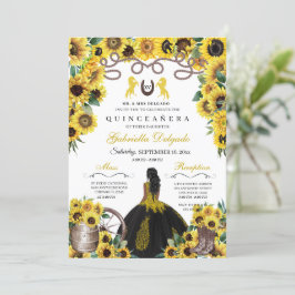 Gult Solblommor Western Charro Quinceanera Inbjudningar