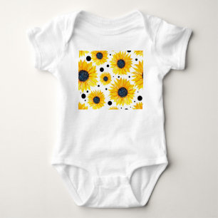 Gult Solblommor White Background Mönster T Shirt