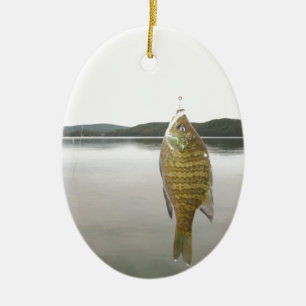 Gult solfisk i Sjö Arrowhad Julgransprydnad Keramik