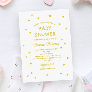 Gult soliga blommor. Cute blommigt babydusch Inbjudningar