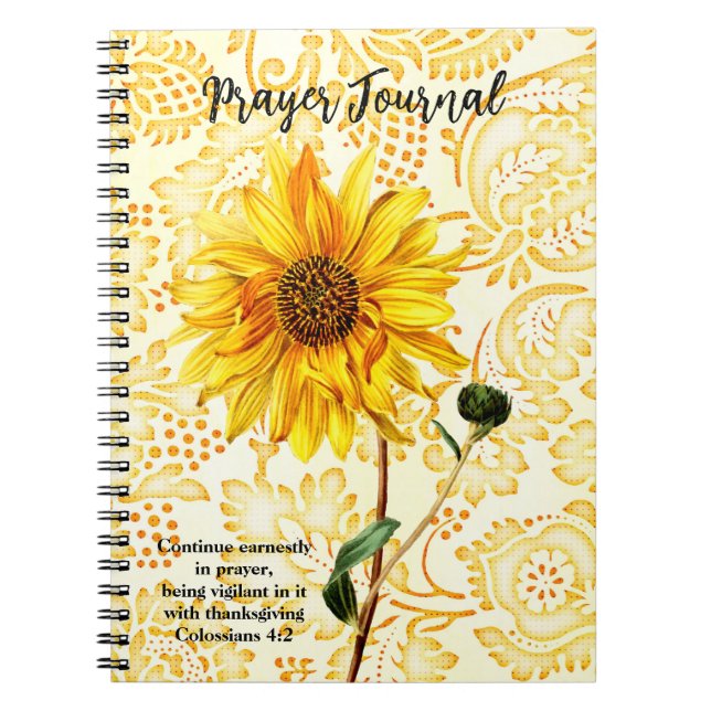Gult Solros Art Prayer Journal Anteckningsbok (Framsidan)