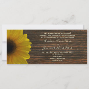 Gult Solros & Barnwood Fall Wedding Inbjudan