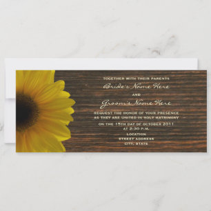 Gult Solros & Barnwood Fall Wedding Inbjudan