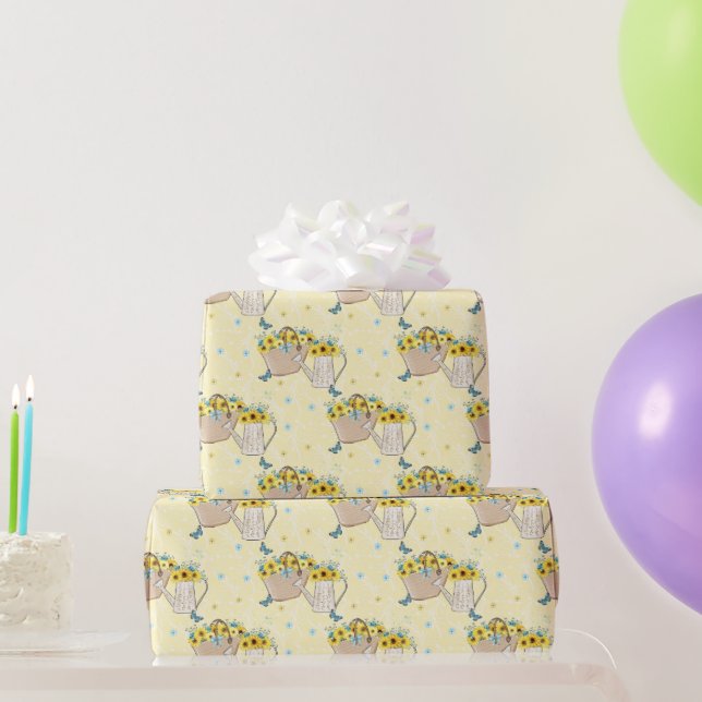 Gult Solros Basket Watering Can Presentpapper (Festgåvor)