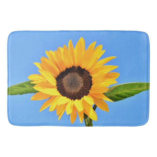 Gult Solros Bath Mat Blå himmel Badrumsmatta (Framsidan)