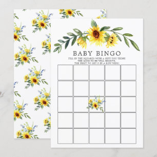 Gult Solros BINGO Baby Shower Game Inbjudningar