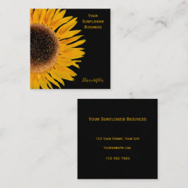 Gult Solros Black Background Land Rustic Fyrkantigt Visitkort