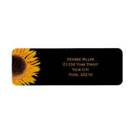 Gult Solros Black Background Land Rustic Returadress Etikett