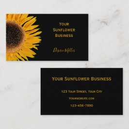 Gult Solros Black Background Land Rustic Visitkort