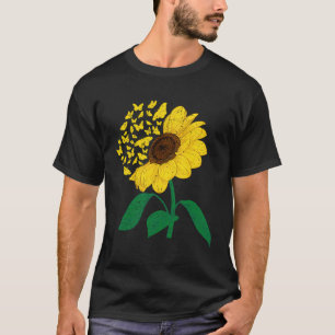 Gult Solros Blommigt Cute Butterfly Blommigt Sunf T Shirt
