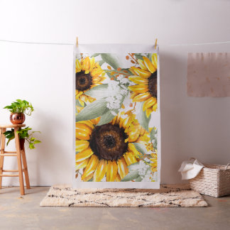 Gult Solros Blommigt Rustic Fall Flower Tyg