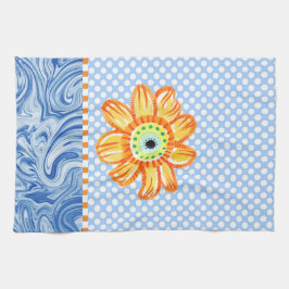 Gult Solros Blue Polkadot Kitchen Towel Kökshandduk