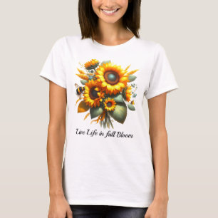 Gult Solros Bouquet-Blommigt T Shirt