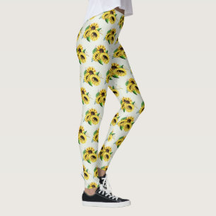 Gult Solros Bouquet i vattenfärg Leggings