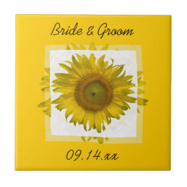 Gult Solros Bröllop Kakelplatta