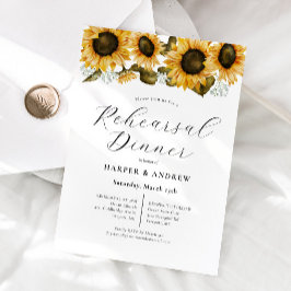 Gult Solros Bröllop Rehearsal Middag Inbjudningar