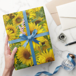 Gult Solros Fält Presentpapper