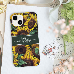 Gult Solros Illustration Namn Monogram