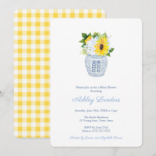 Gult Solros Land Kitchen Baby Shower Party Inbjudningar