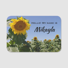 Gult Solros Land Stil Namnbricka