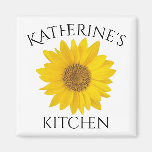 Gult Solros med eget namn Kitchen Magnet