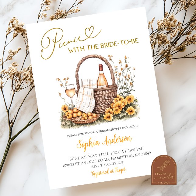 Gult Solros Möhippa Picnic Inbjudningar (Skapare uppladdad)