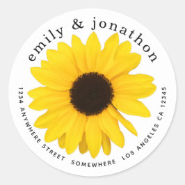 Gult Solros Namn Returadress Runt Klistermärke
