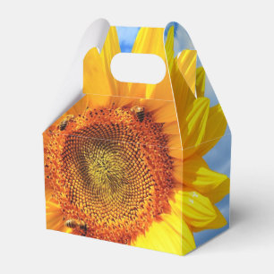 Gult Solros och bin Blå himmel - sommardagen Presentaskar
