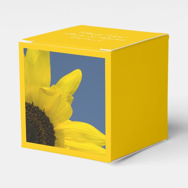 Gult Solros och Blå himmel Bröllop Presentaskar (Framsidan Sidan)