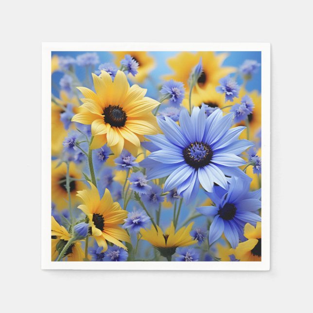 Gult Solros och Wildblommor Pappersservett (Framsidan)