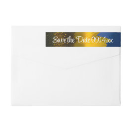 Gult Solros på Blå Bröllop spara datum Etikettband