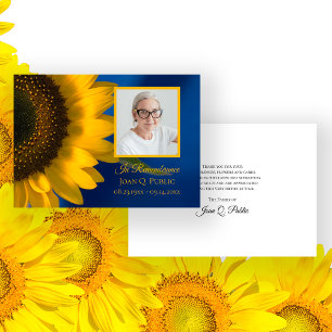 Gult Solros på Blue Funeral Memorial Sympathy Tack Kort