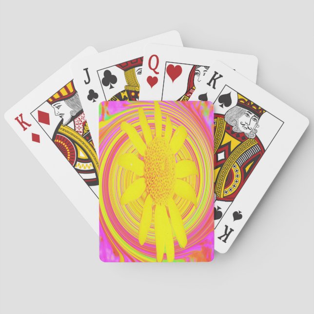Gult Solros på en Psychedelic Swirl Casinokort (Baksidan)