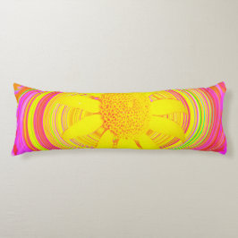 Gult Solros på en Psychedelic Swirl Kroppskudde