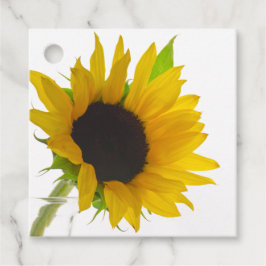 Gult Solros på vit Gåvor Etiketter