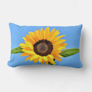Gult Solros Pillow Blå himmel Lumbarkudde