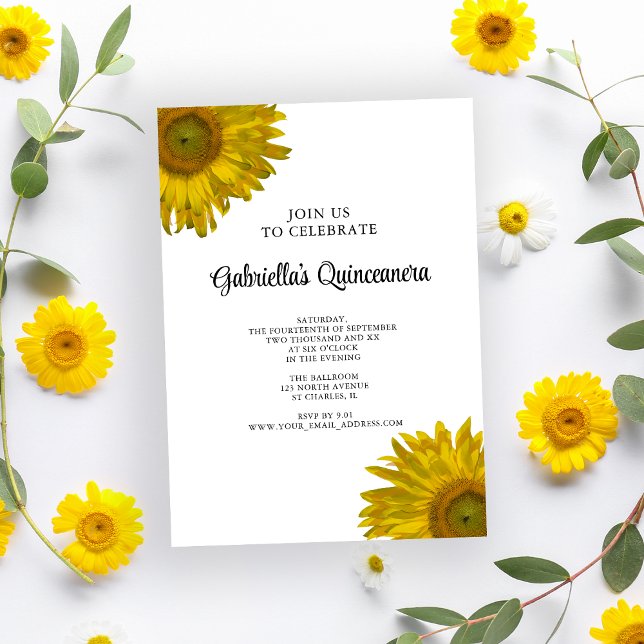 Gult Solros Quinceanera Inbjudningar (Skapare uppladdad)