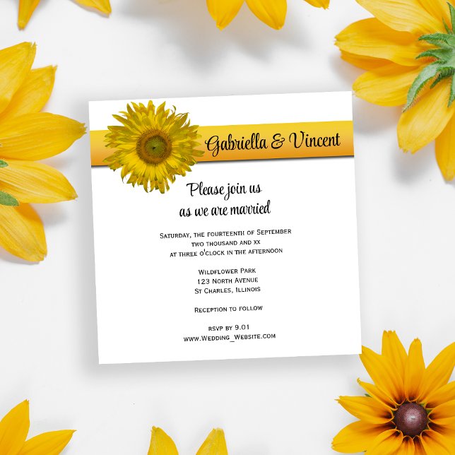 Gult Solros Rand Bröllop Inbjudningar (Set a cheerful tone for your marriage ceremony with the Sunflower Stripe Wedding Invitation.)