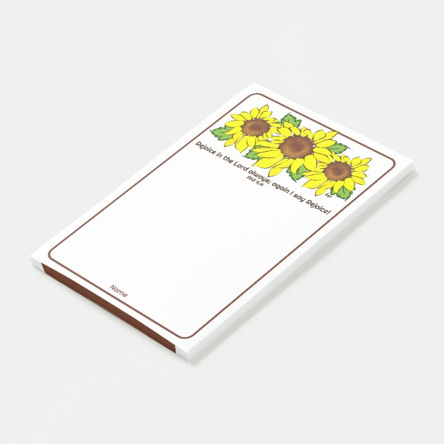 Gult Solros Rejoice i Lord Post-it Notes Block (Vinklad)