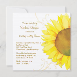 Gult Solros & Swirls Blommigt Möhippa Inbjudningar