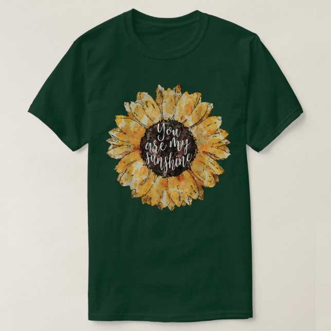 Gult Solros, vattenfärg, söt, sol, blomma T Shirt (Design framsida)