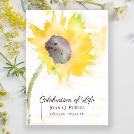Gult Solros Watercolor Firande Life Inbjudningar